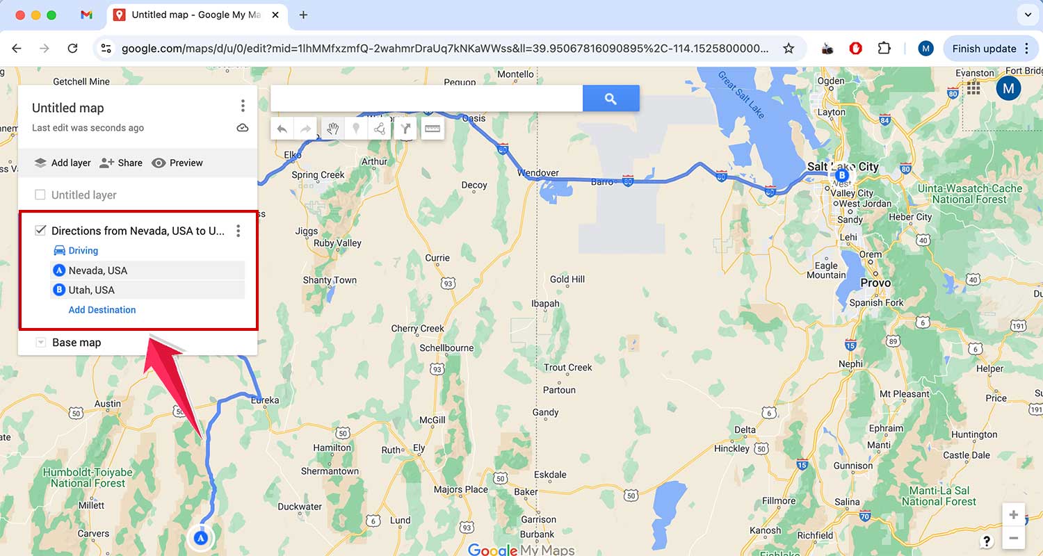 add 10 destinations on google my maps page