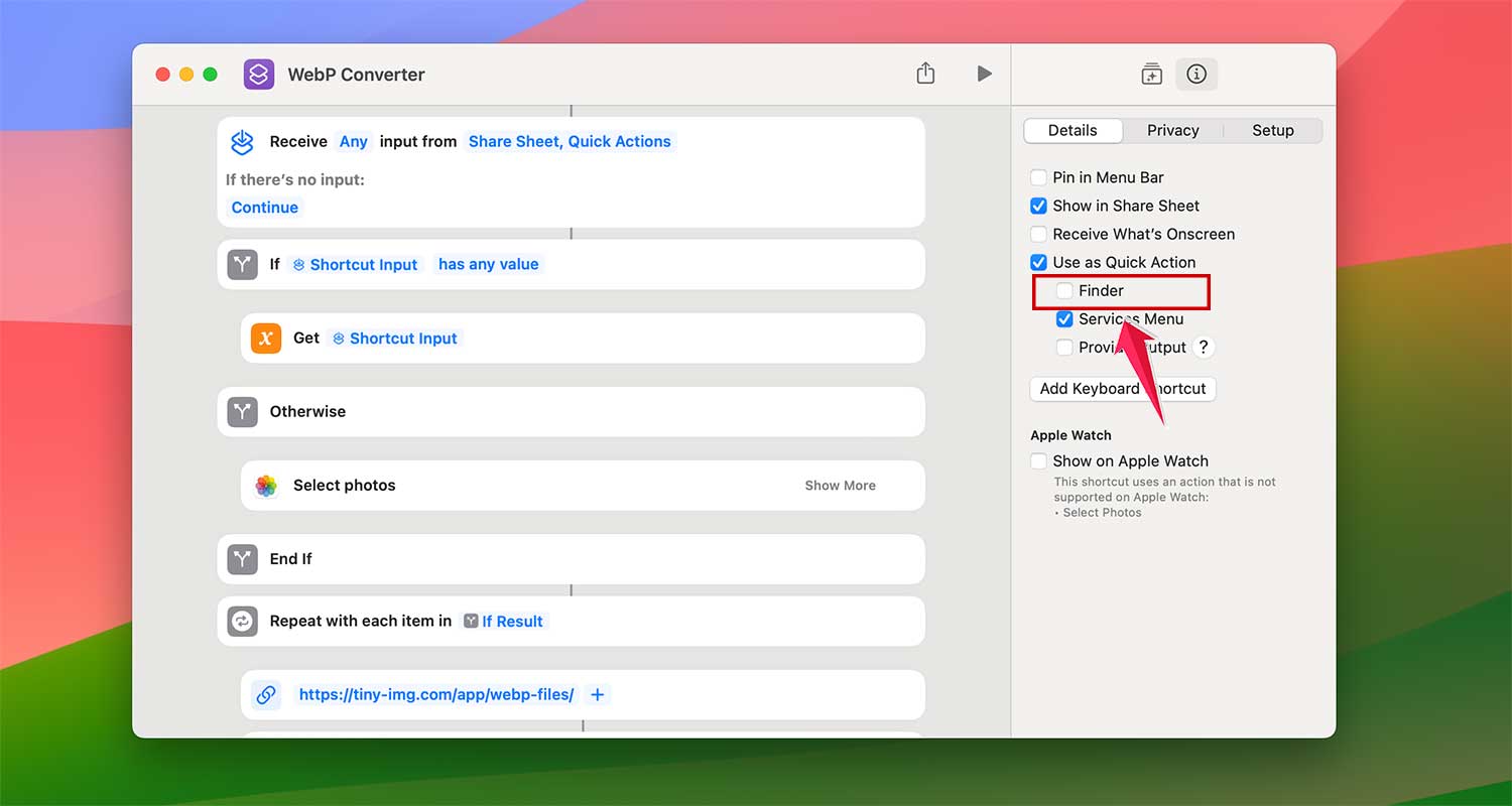 check on finder in webp converter in mac check on finder in webp converter in mac