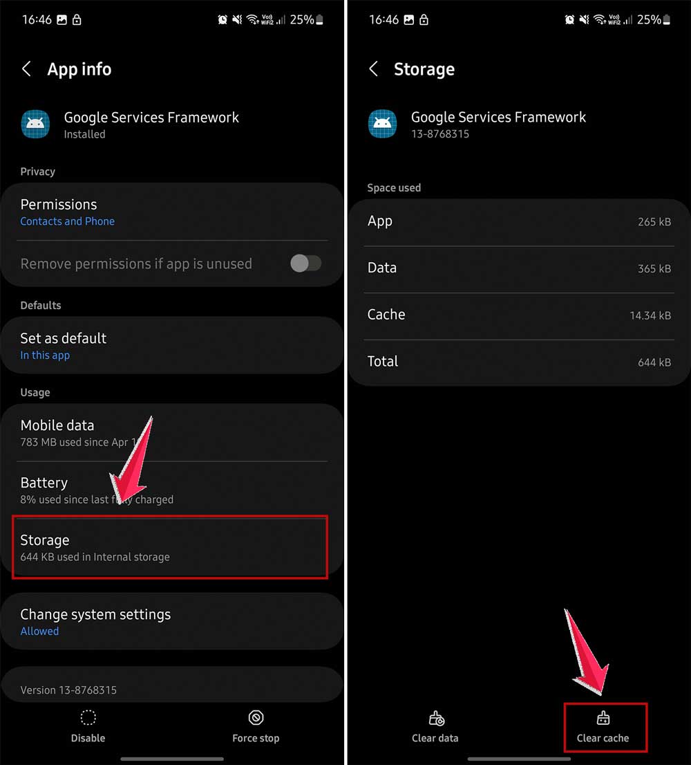 clear google framework caches in settings in android clear google framework caches in settings in android