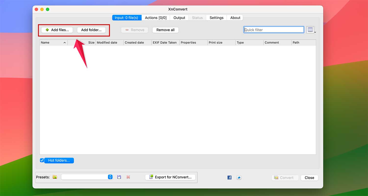 click on add files in xn convert app in mac click on add files in xn convert app in mac