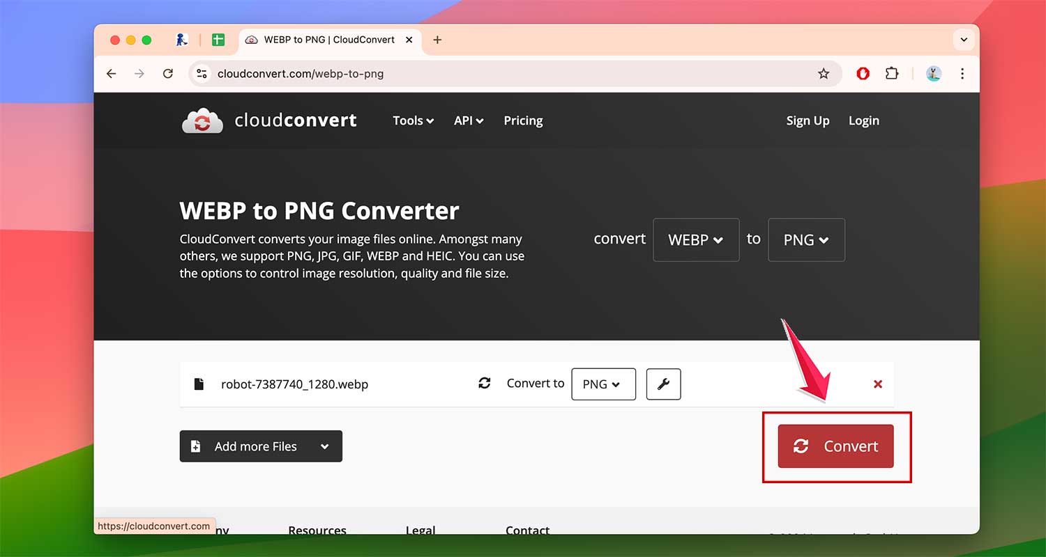 click on convert on CloudConvert website click on convert on CloudConvert website