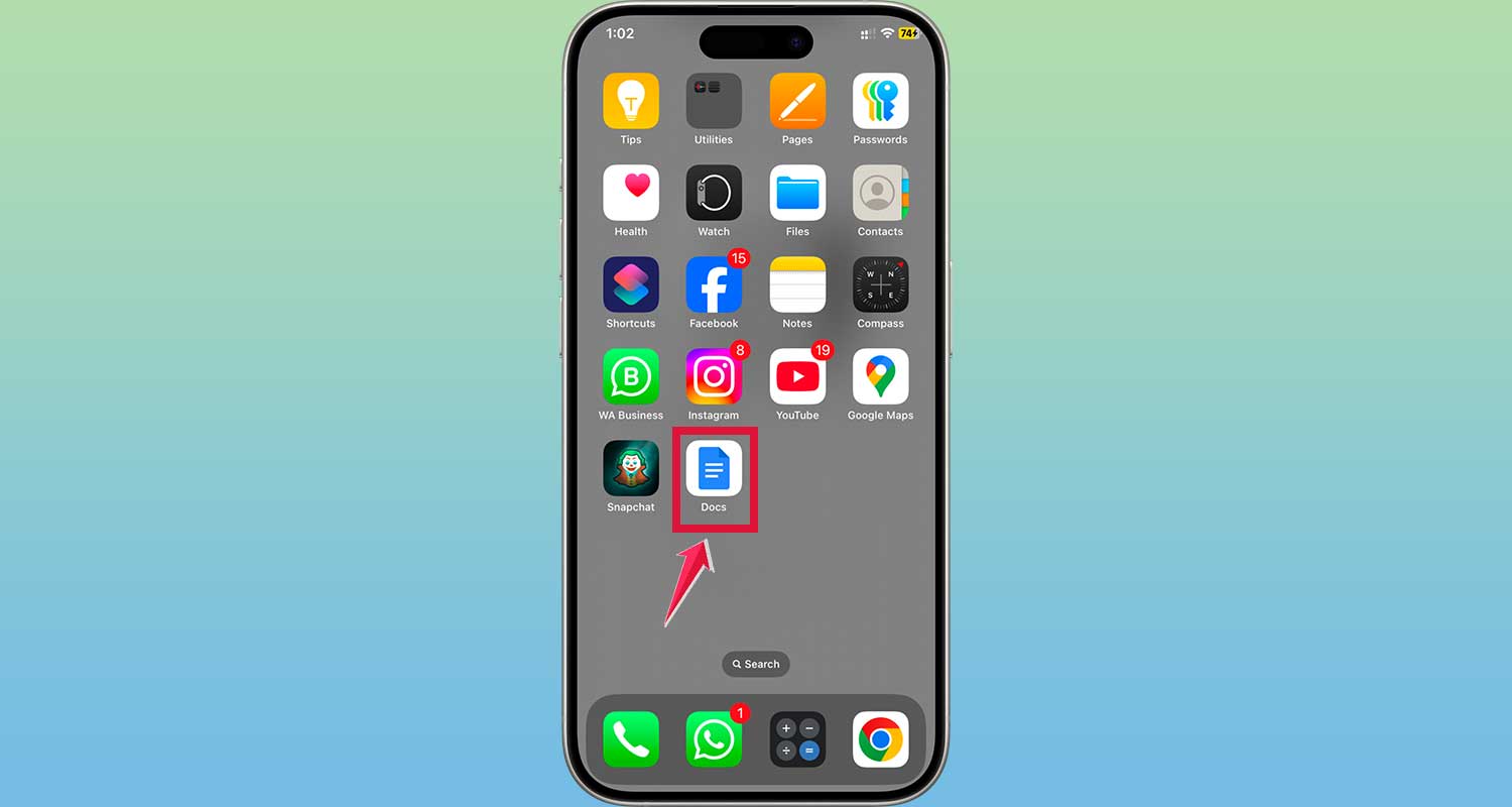 click on google doc on iphone