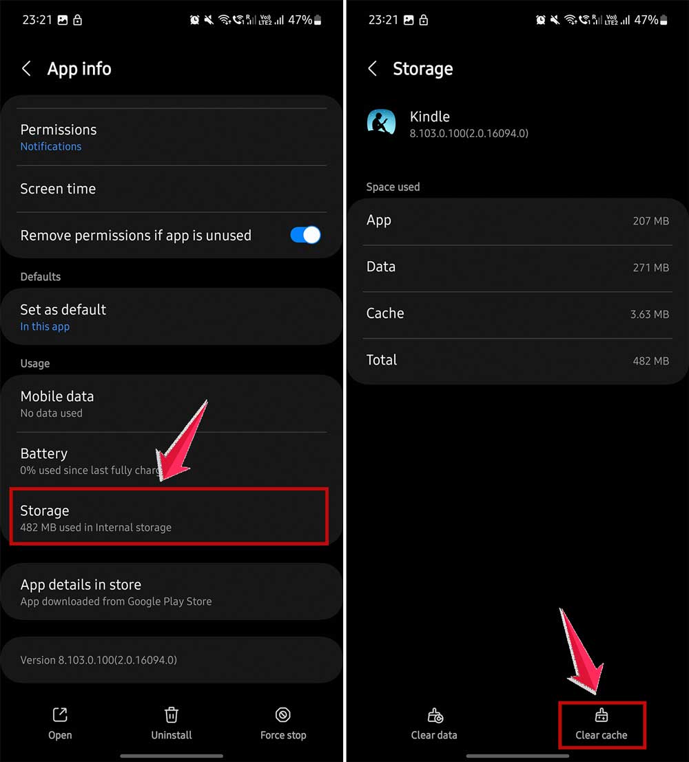 click on storage and then click on clear cache in settings in android