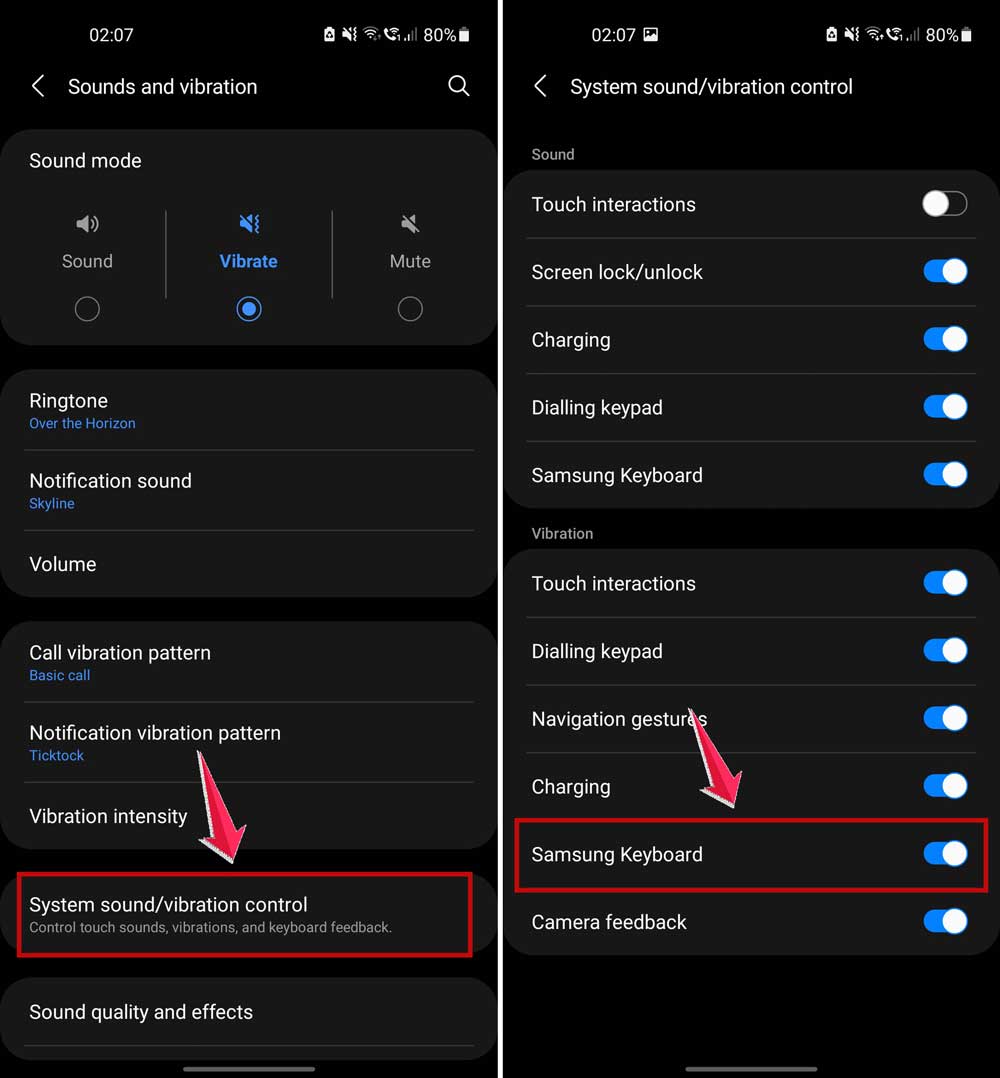 click on vibration control and turn off your keyboard in sound vibration settings in android