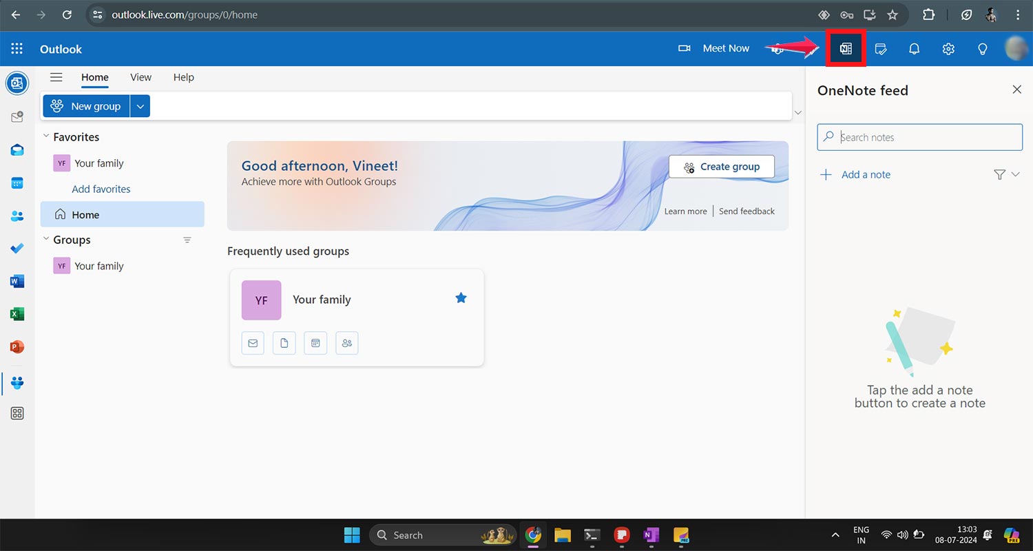 click on your feed in the top right corner to view your sticky notes and synced samsung notes
