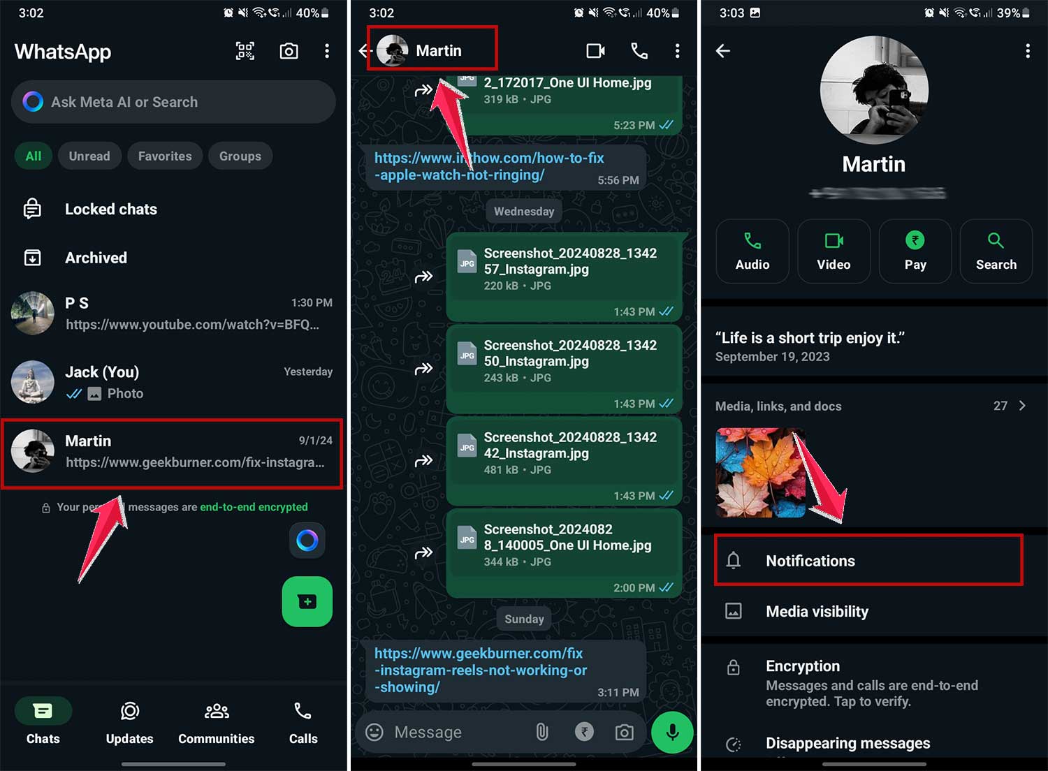 click on your name and choose notification in whatsapp click on your name and choose notification in whatsapp