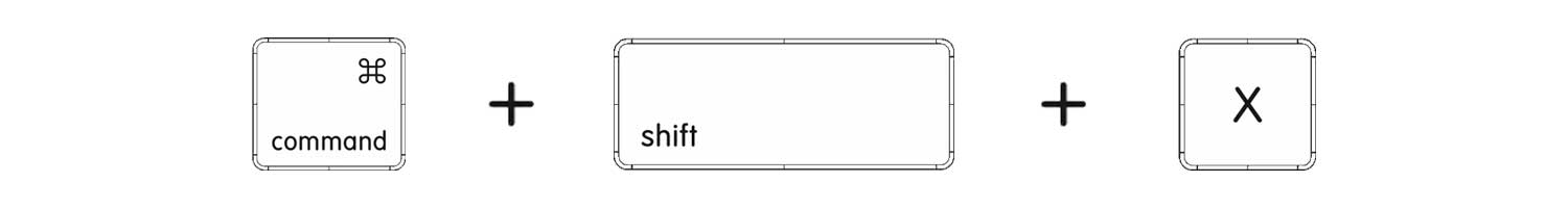 command shift and x keys in mac