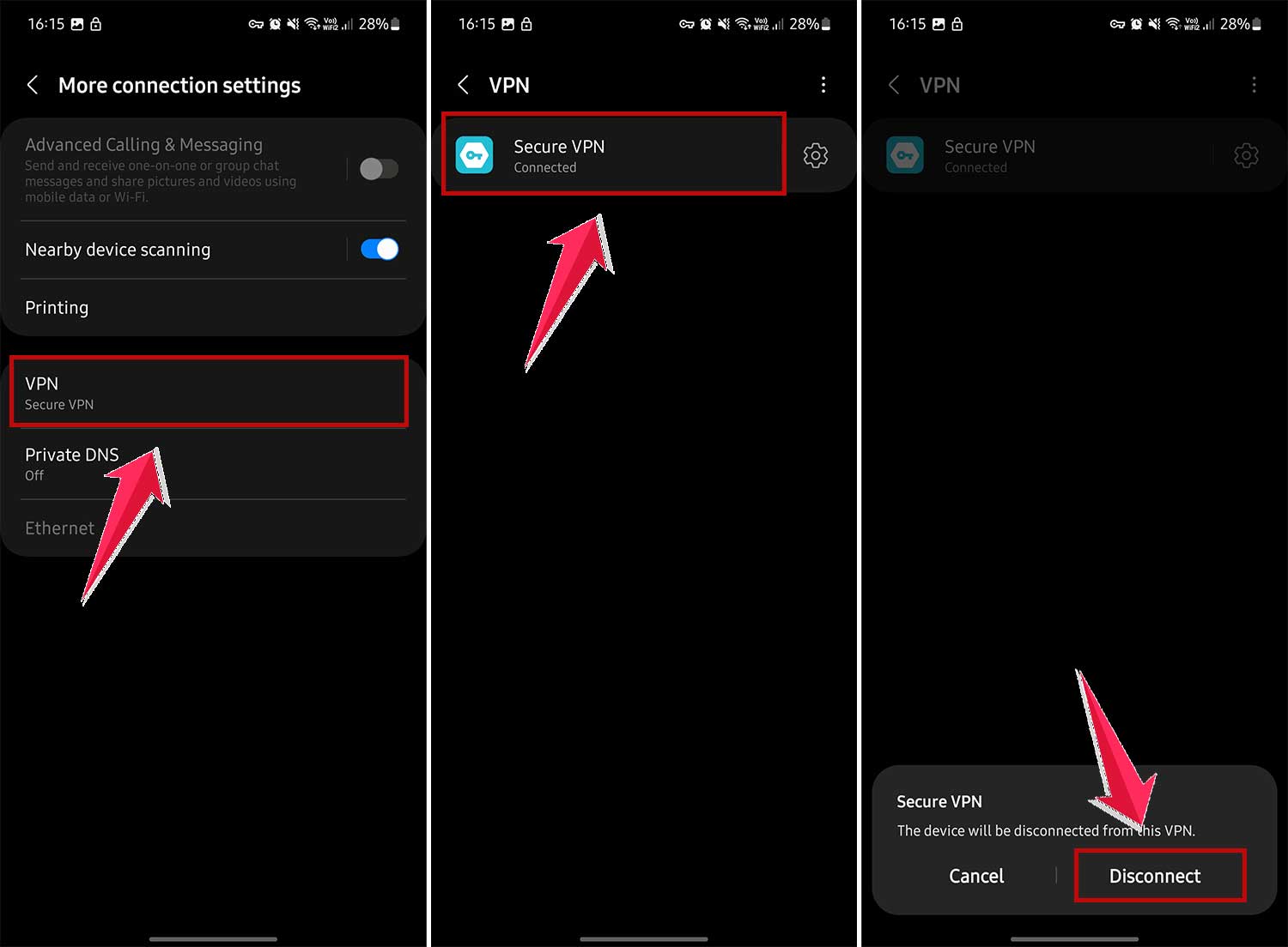 disconnect vpn in settings in android disconnect vpn in settings in android