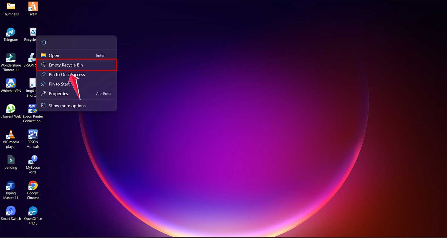 empy recycle bin in windows