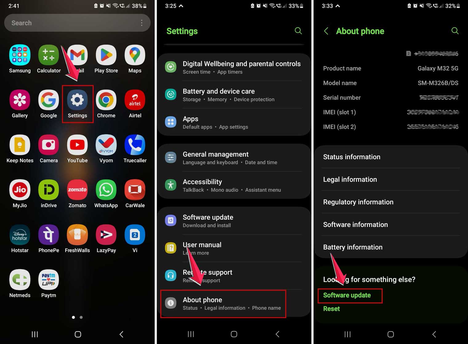 go to about in settings in android go to about in settings in android