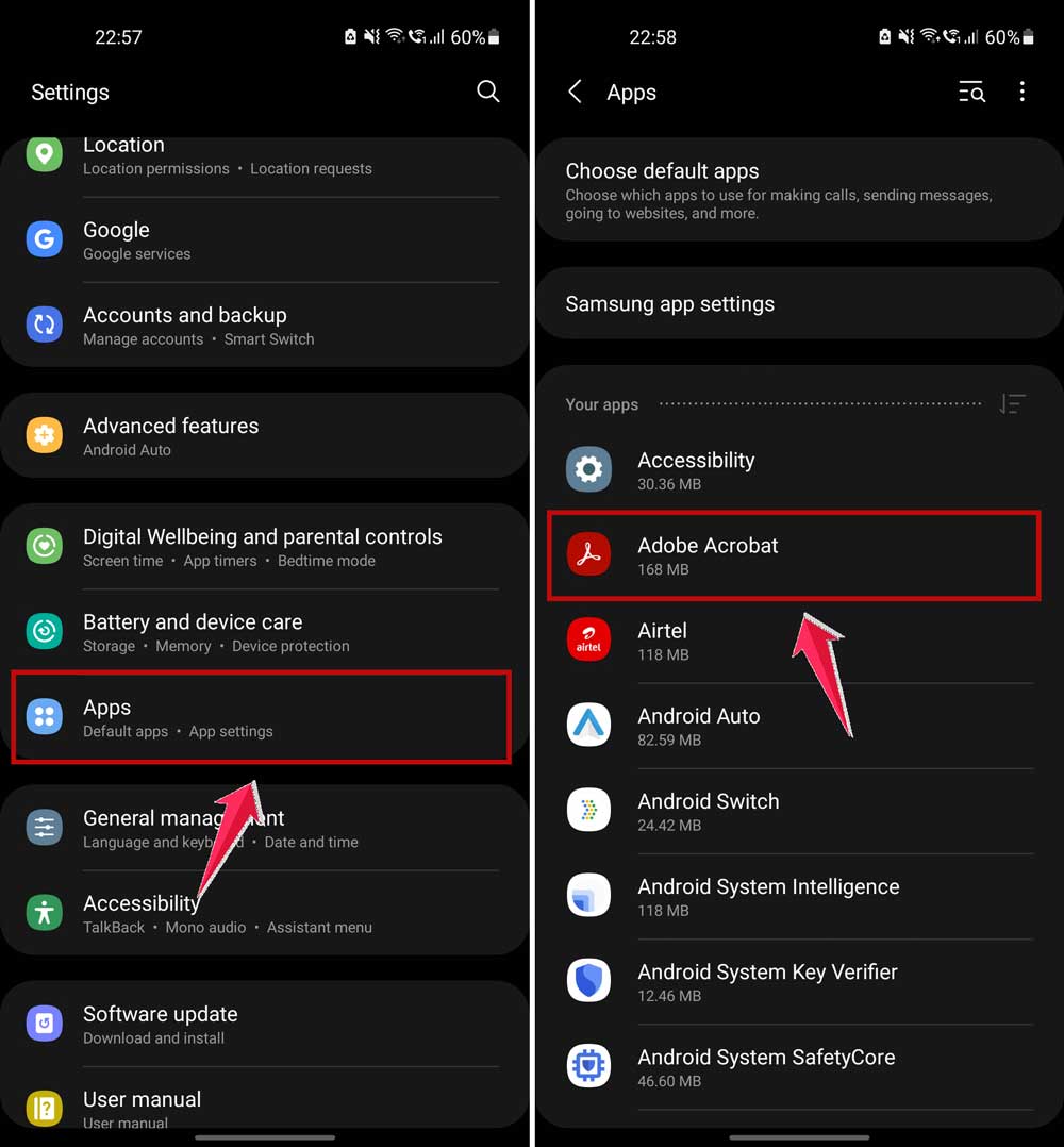 go to apps and then click on your pdf app in settings in android