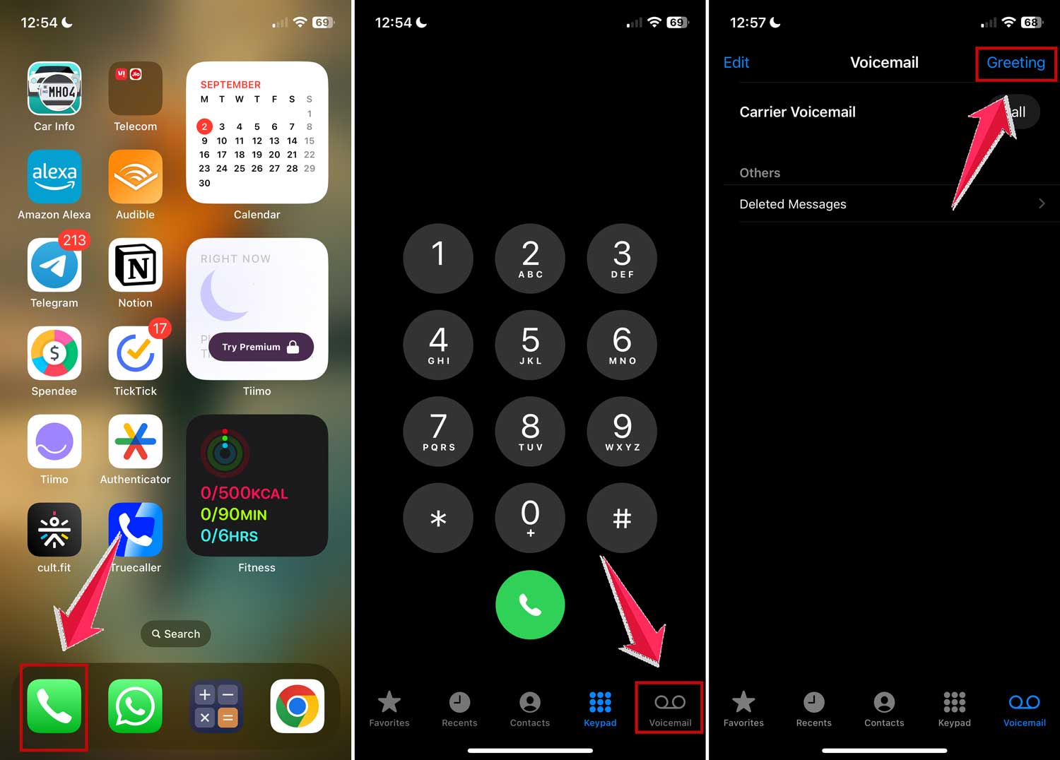 go to greetings in voicemail in iphone