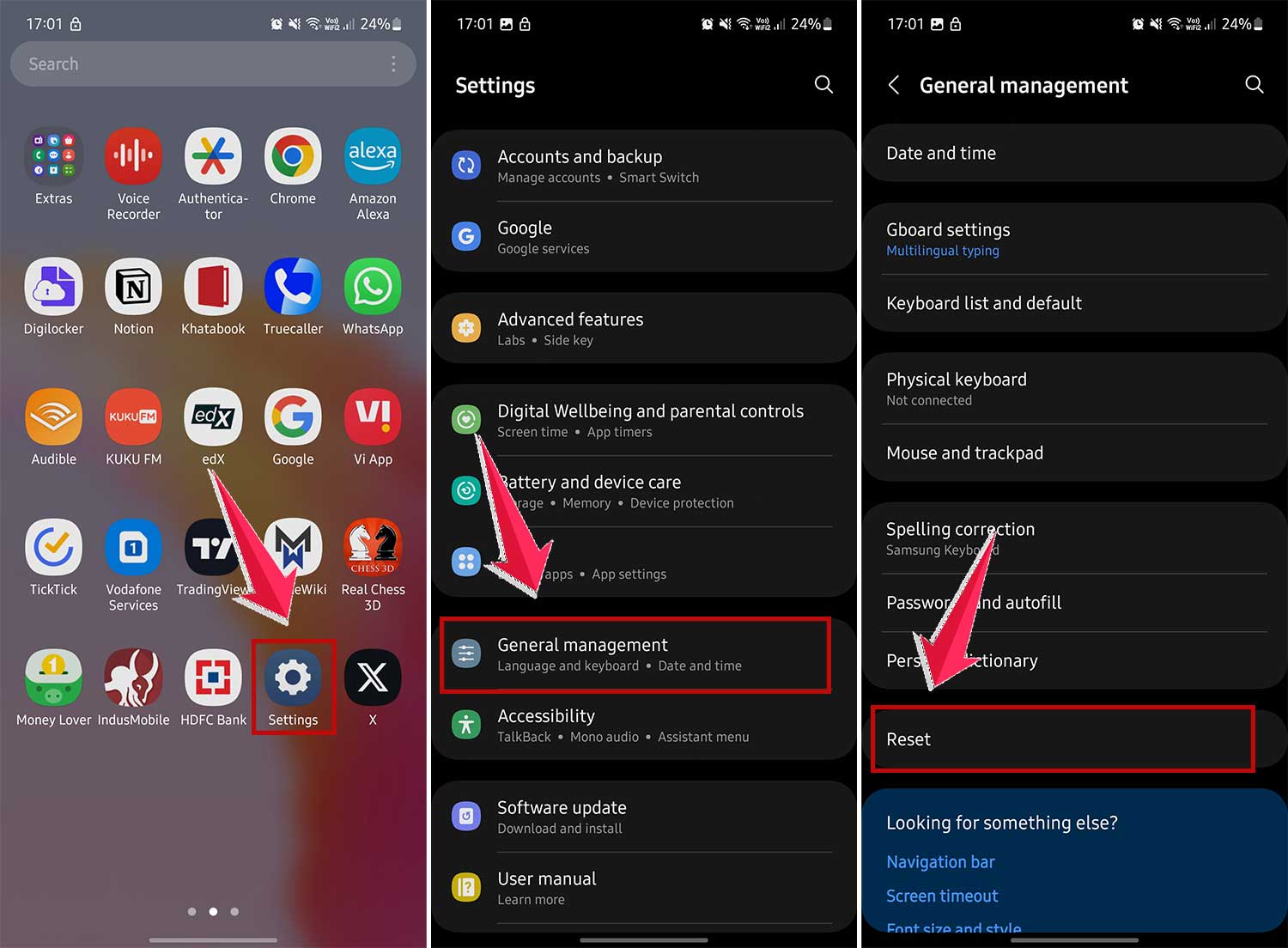 go to reset in general management in settinhs in android go to reset in general management in settinhs in android