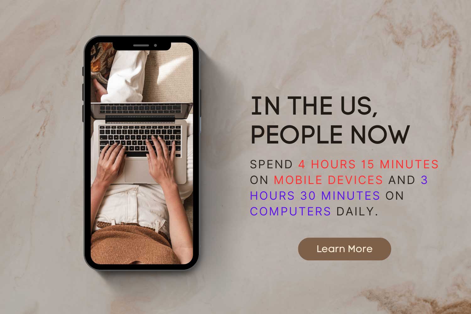 In the US, people now spend 4 hours 15 minutes on mobile devices and 3 hours 30 minutes on computers daily