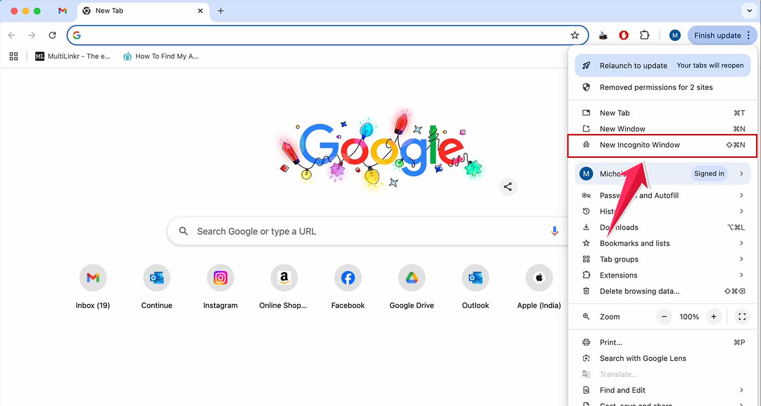 incognito window chrome
