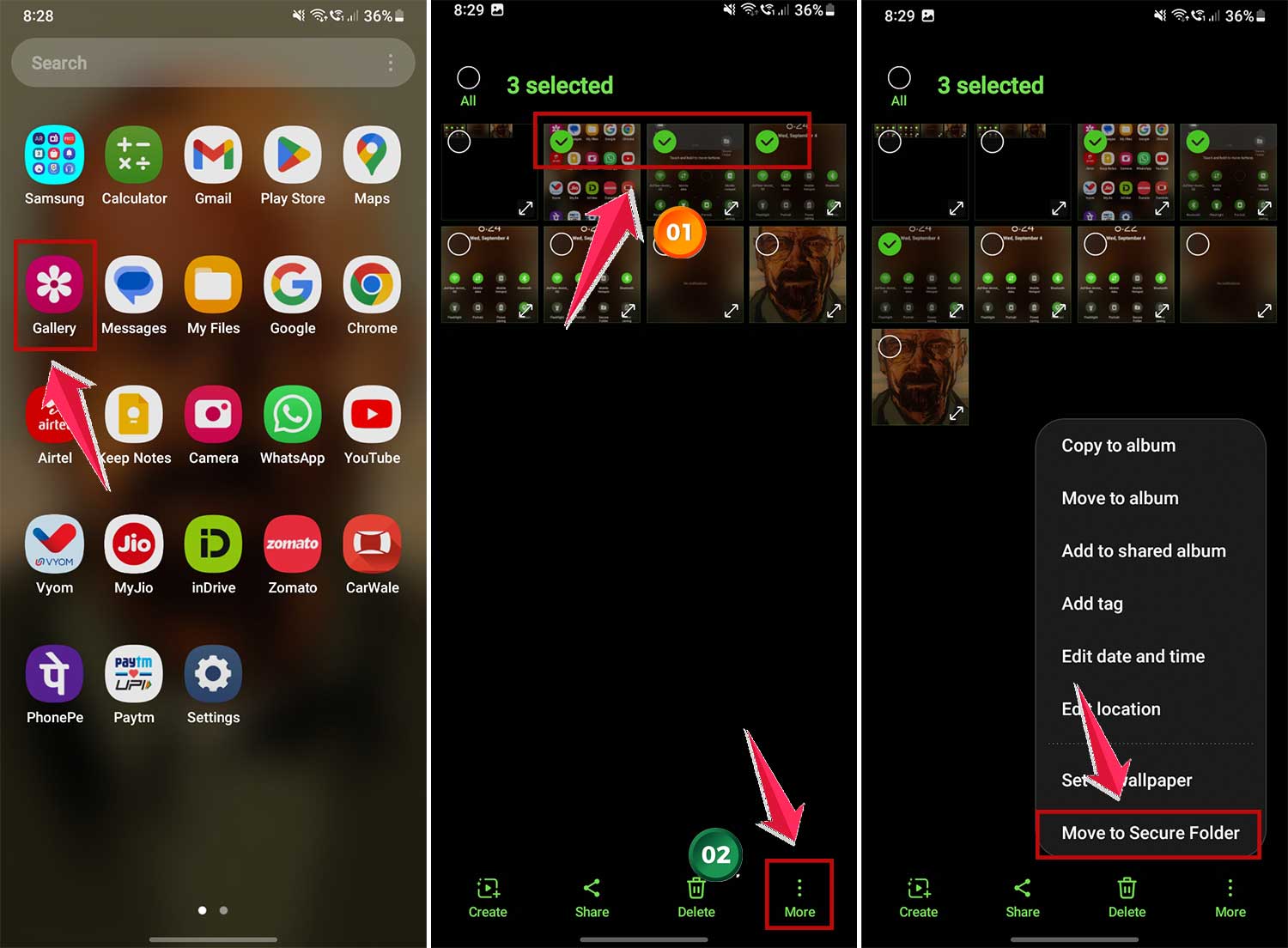 move photos to secure folder in samsung