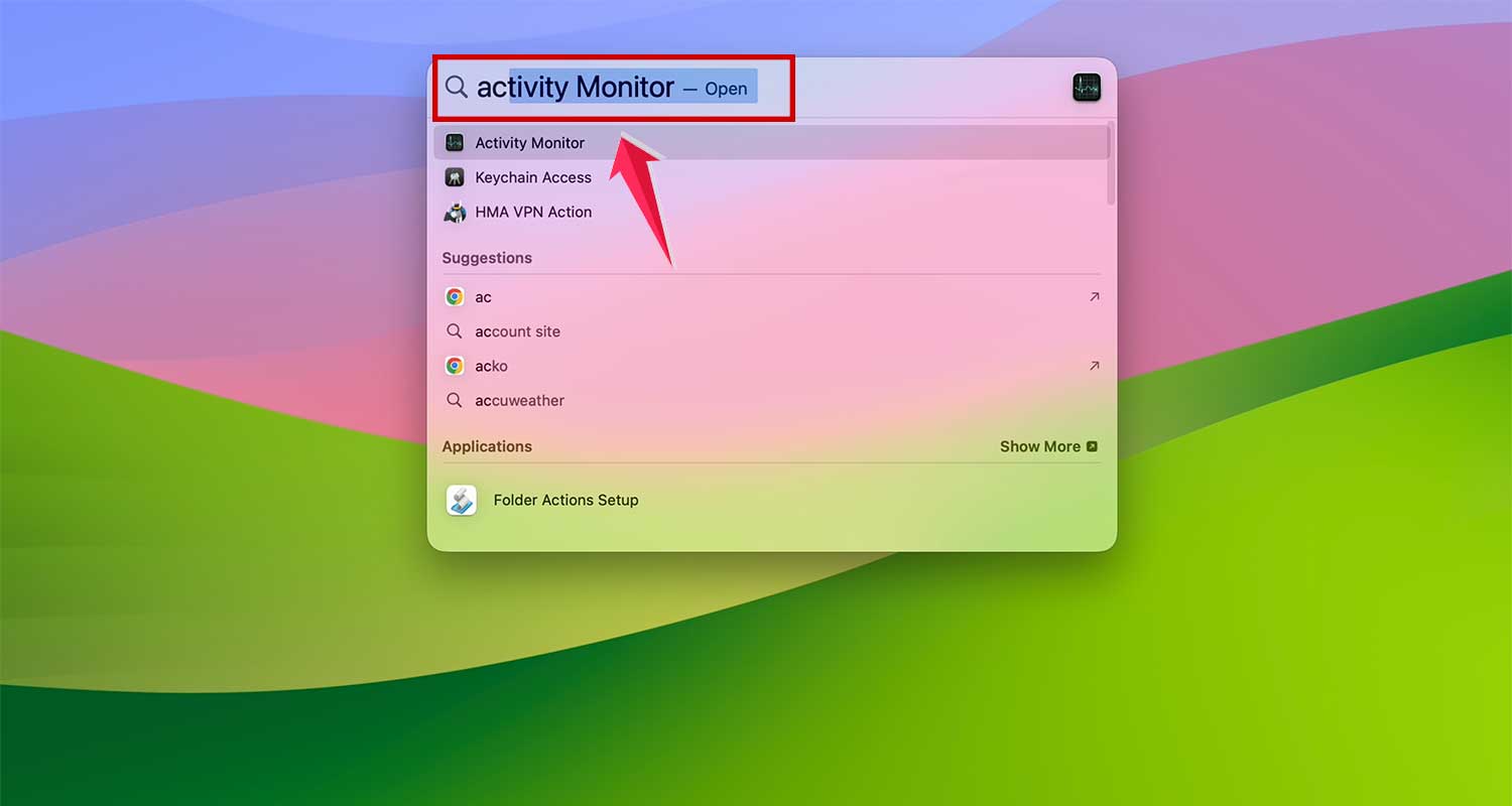 open activity monitor in spotlight in mac xl