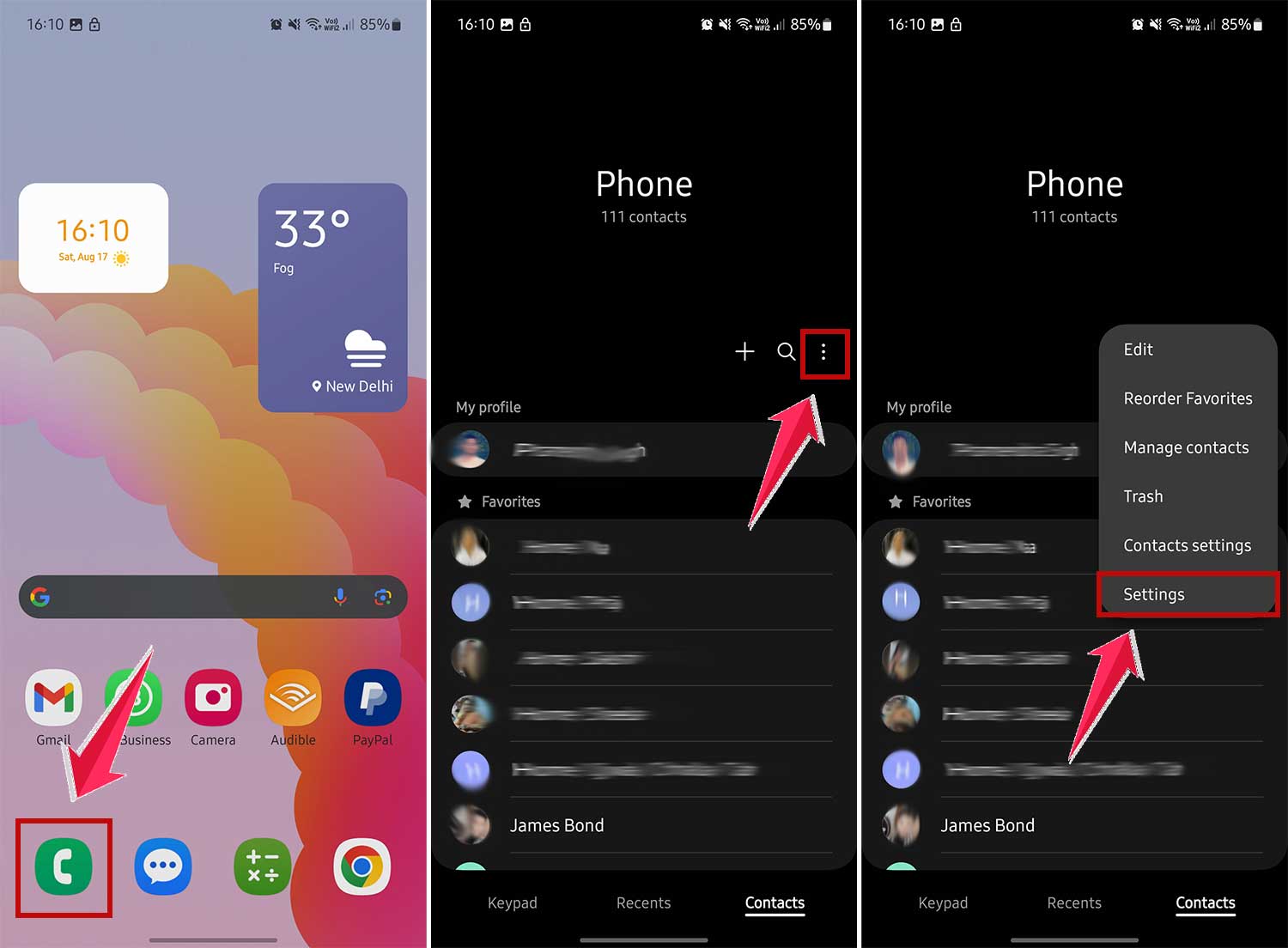 open call settings in android open call settings in android