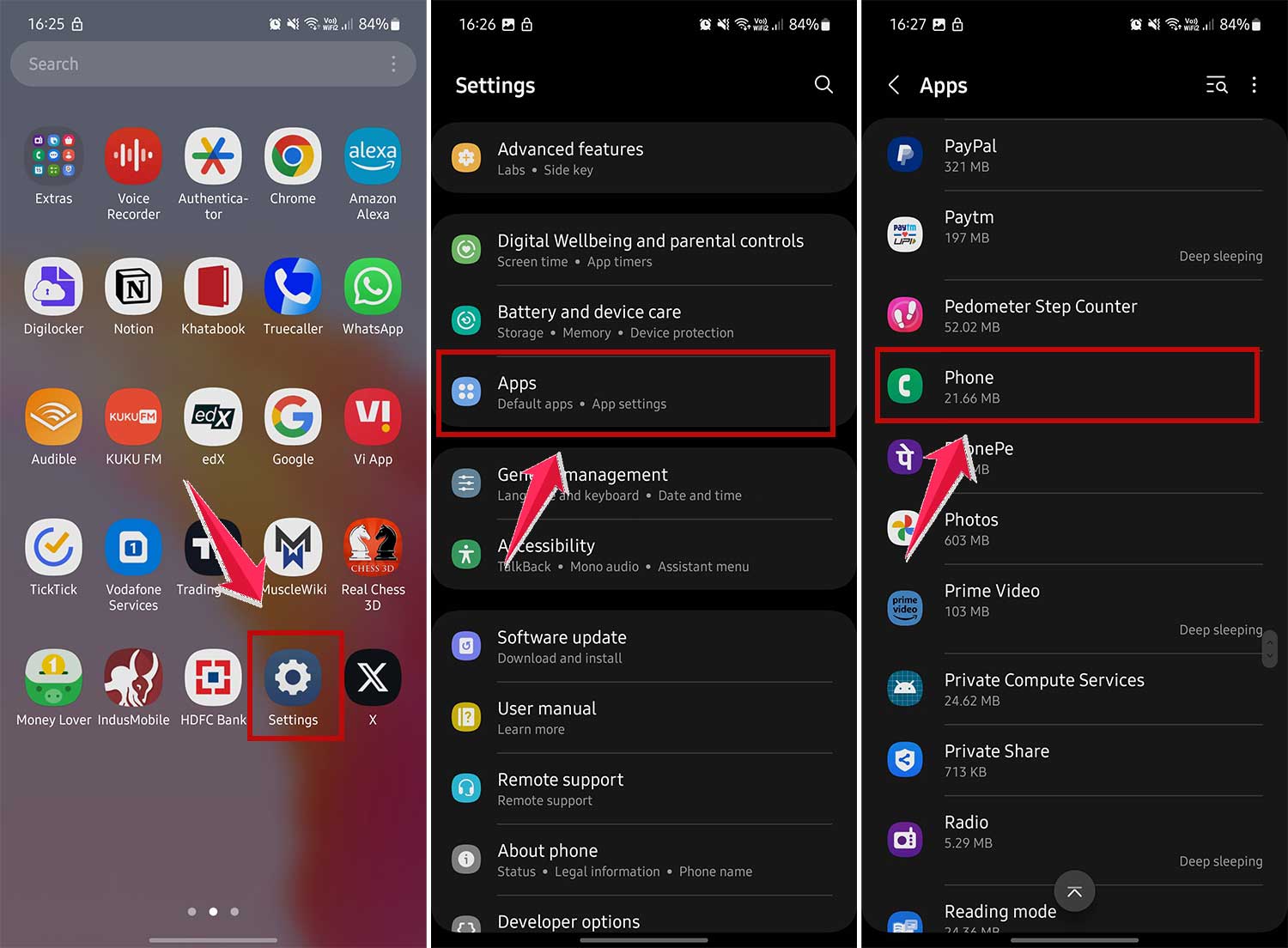 open phone app in settings in android open phone app in settings in android