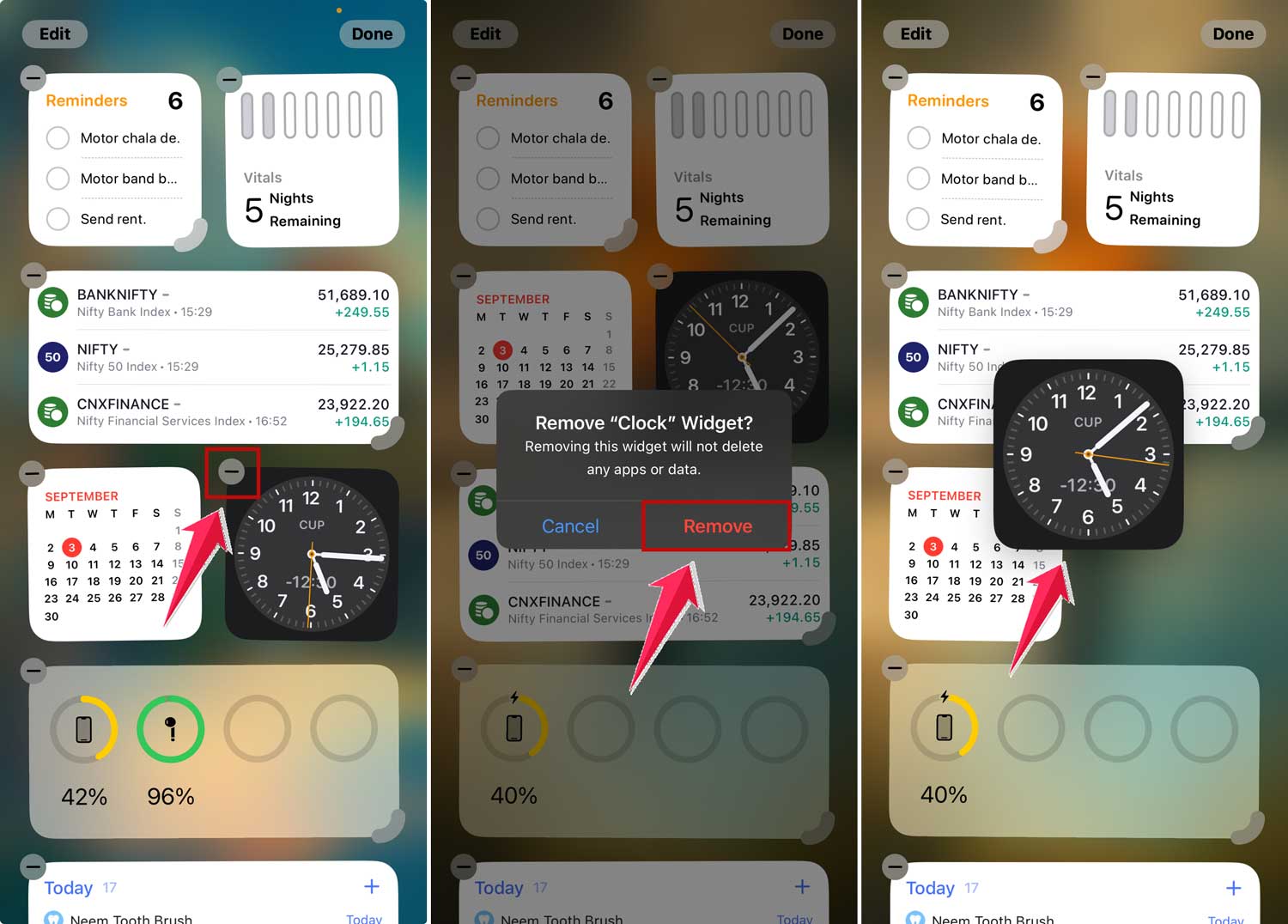 remove and rearrange widget on standby screen in iphone