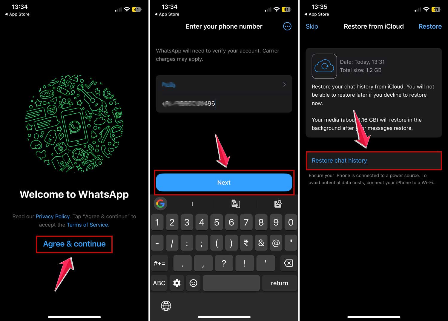 restore whatsapp chat backup in iphone