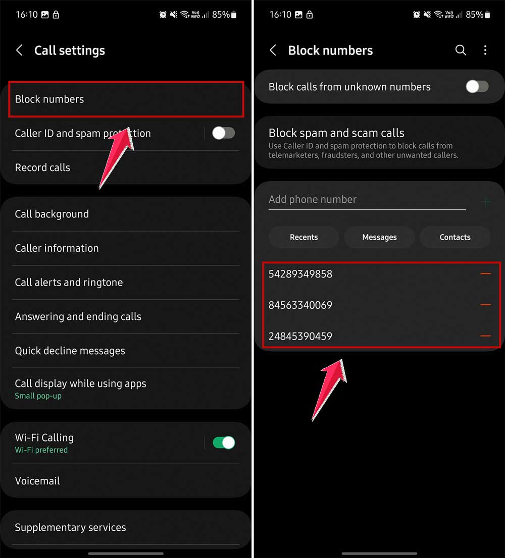 review blocked numbers in android review blocked numbers in android