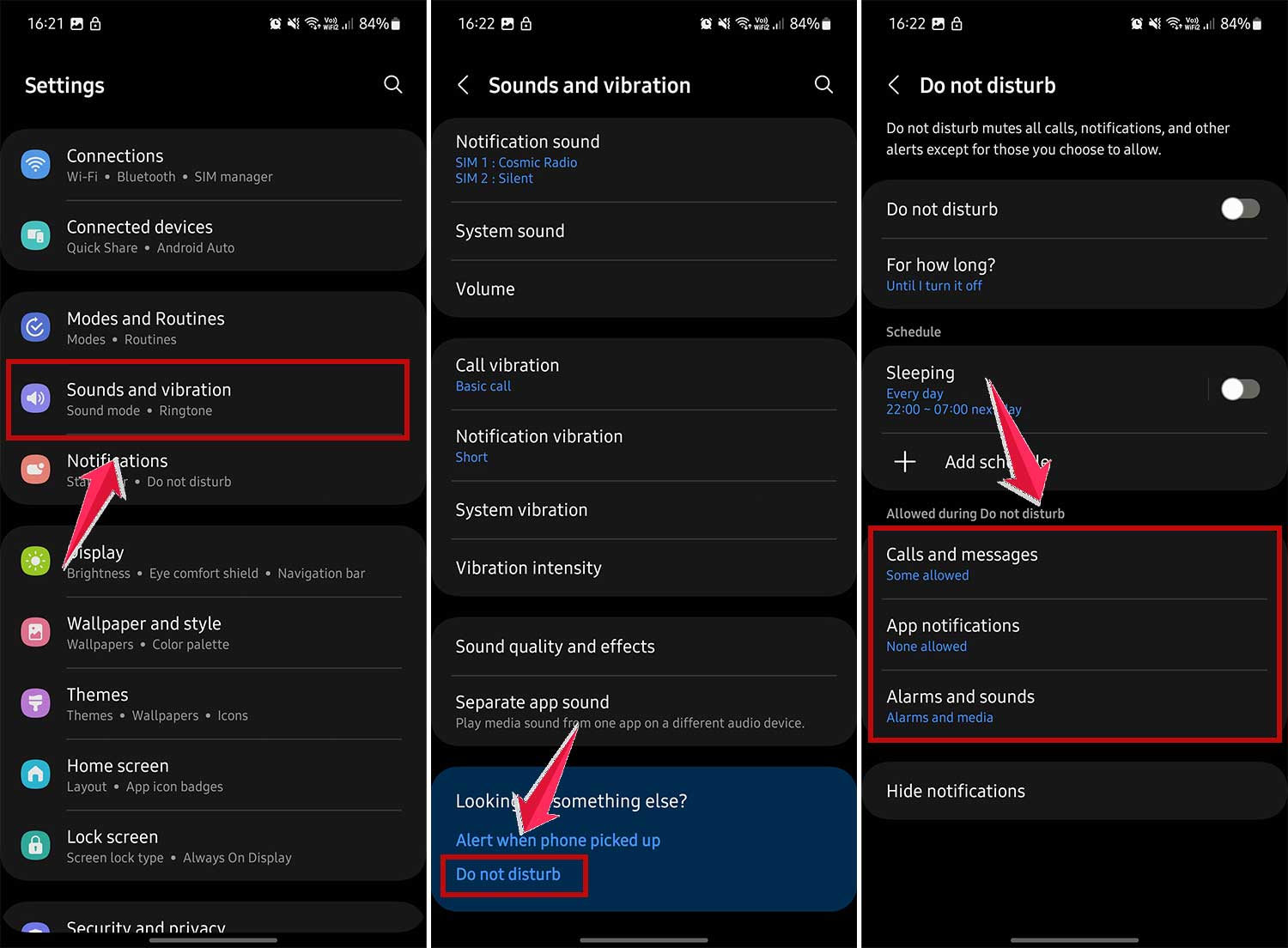 review do not disturb settings in android
