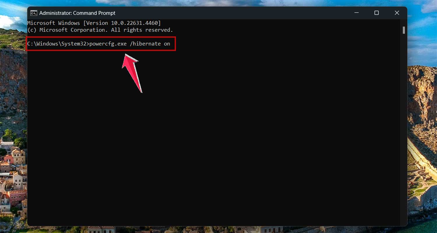 run hibernate on command in cmd in windows