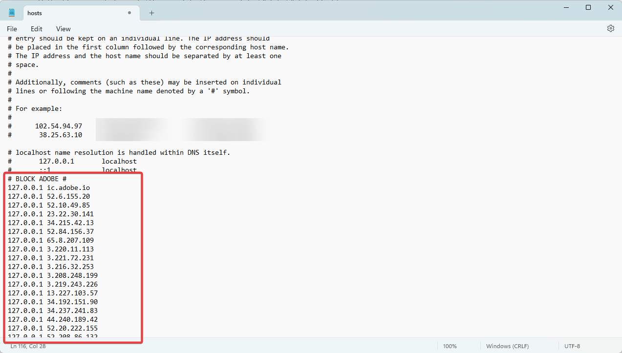 save adobe links in hosts
