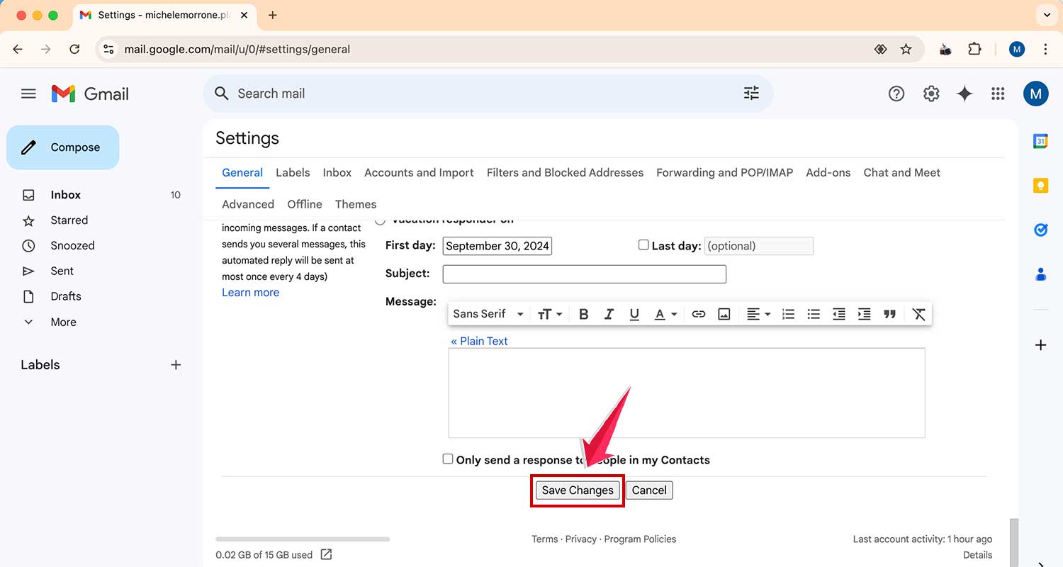 scroll down and click on save changes in gmail scroll down and click on save changes in gmail