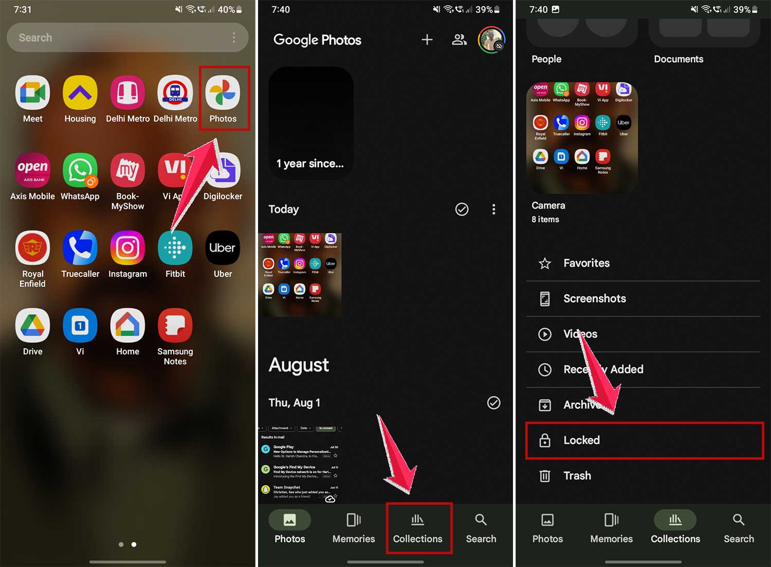 set up locked folder in google photos app in android