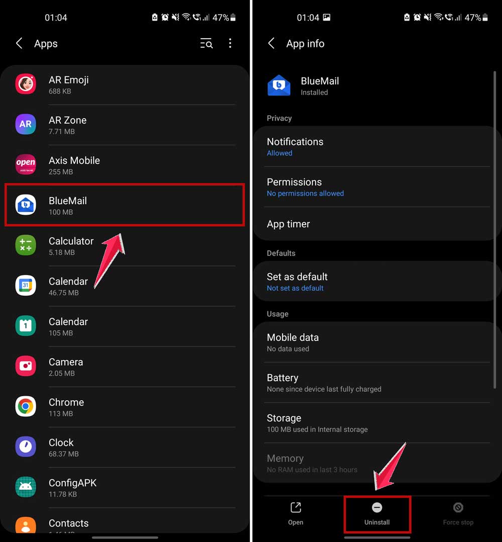 tap on any app and then click on uninstall button in settings in android tap on any app and then click on uninstall button in settings in android