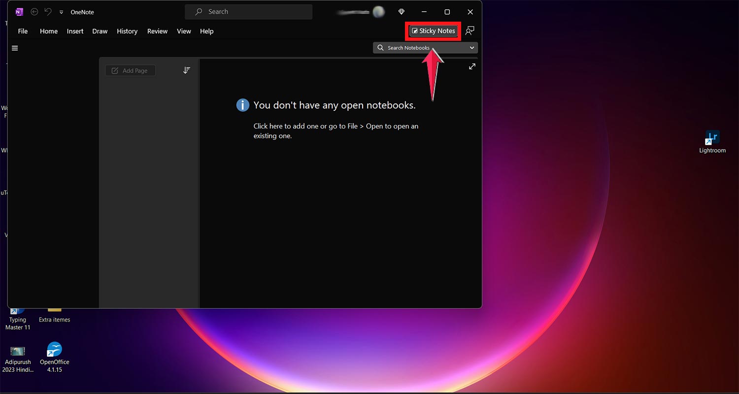 tap on the sticky notes