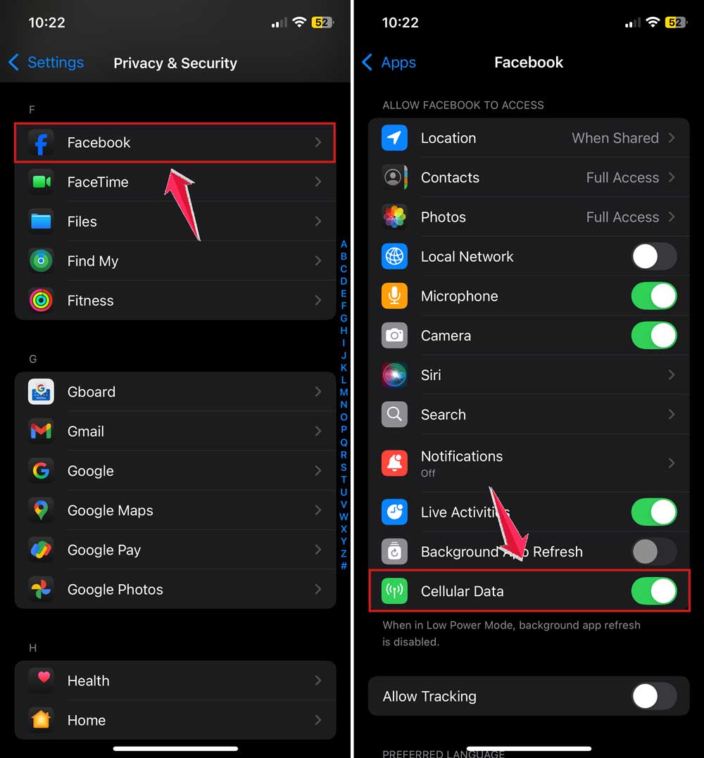 turn off cellular data for an app in settings in iphone