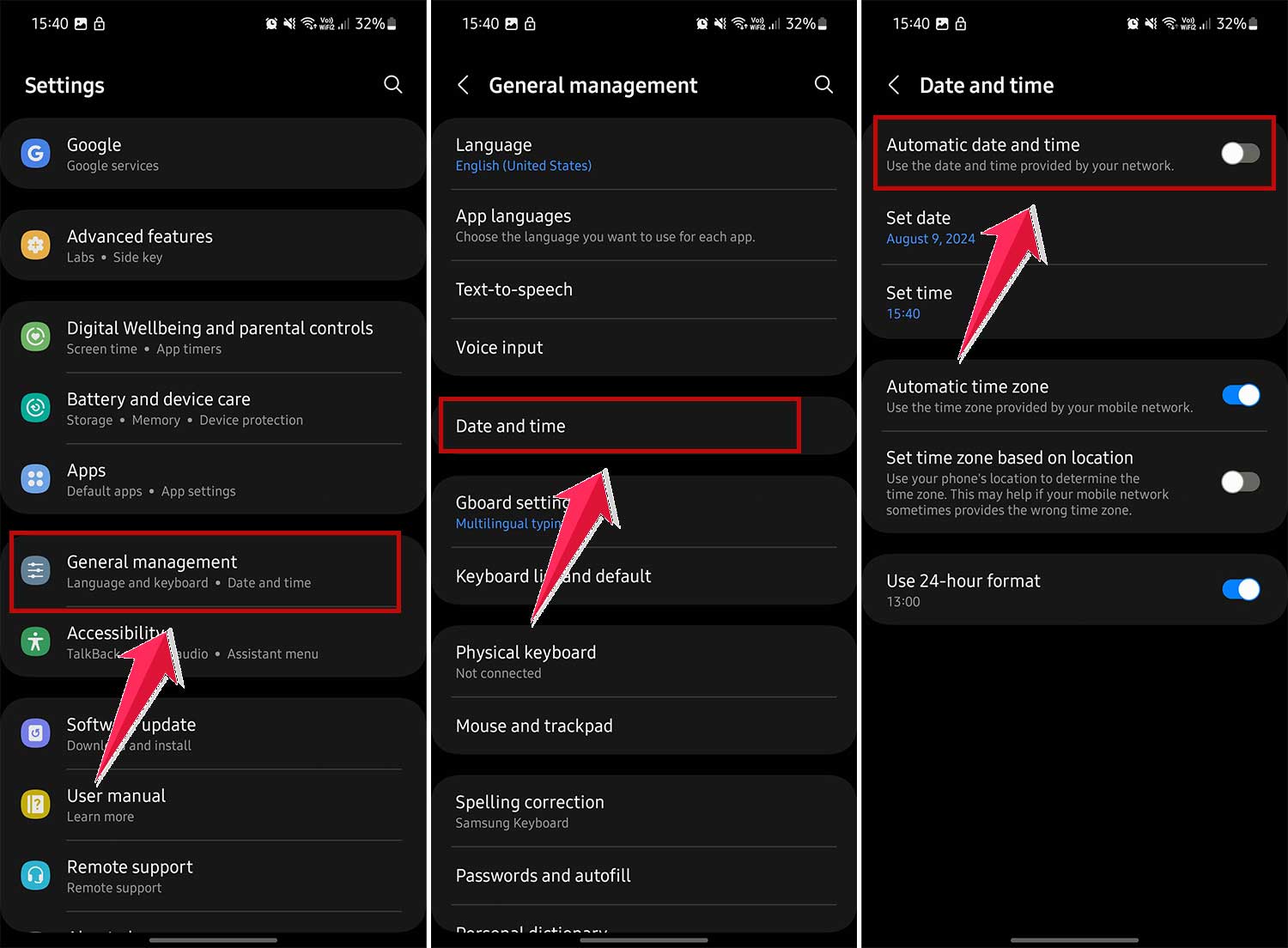 turn on automatic date and time in settings in android turn on automatic date and time in settings in android