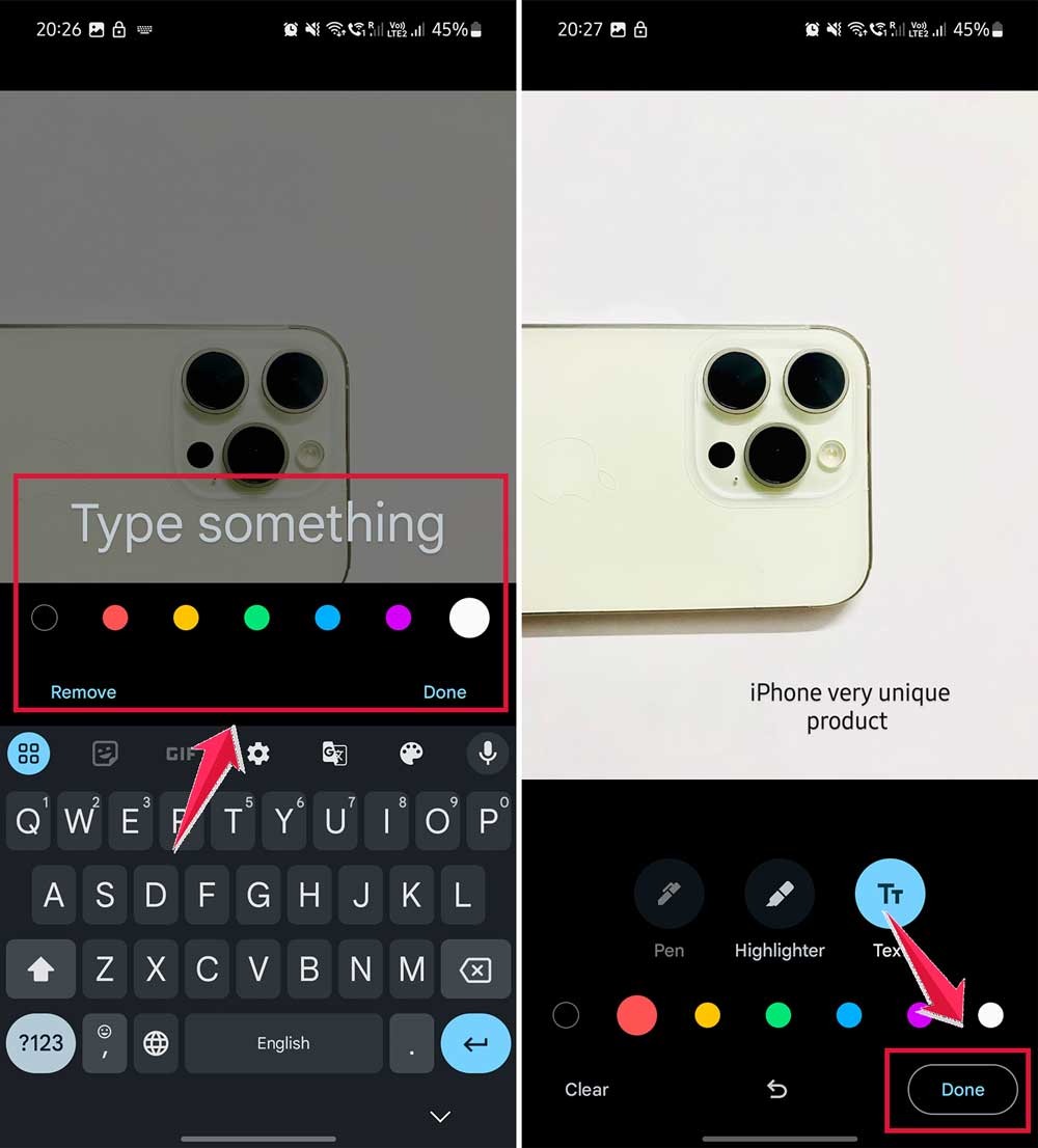 type something then click on done type something then click on done
