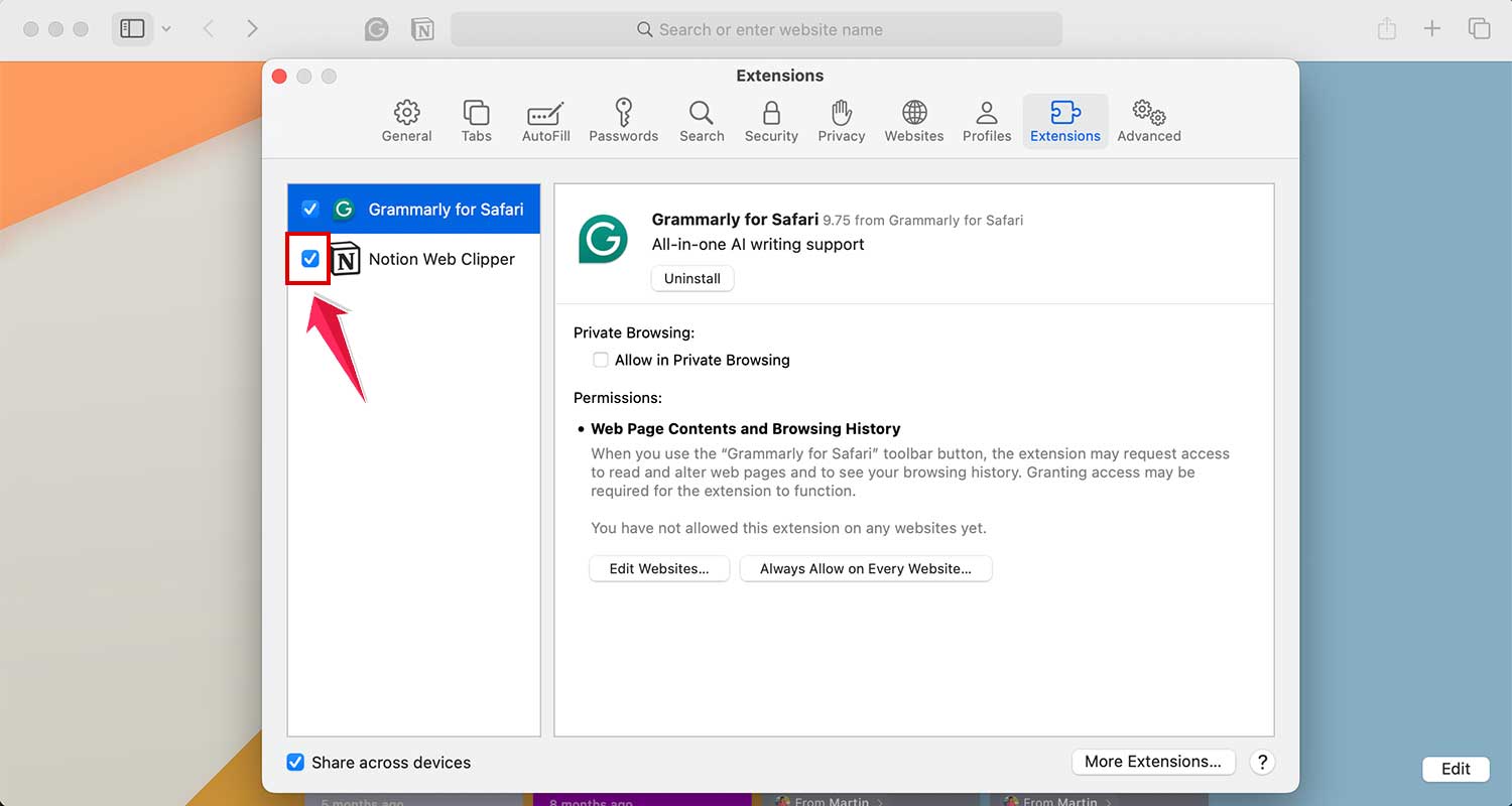 uncheck the extension in safari settings in mac